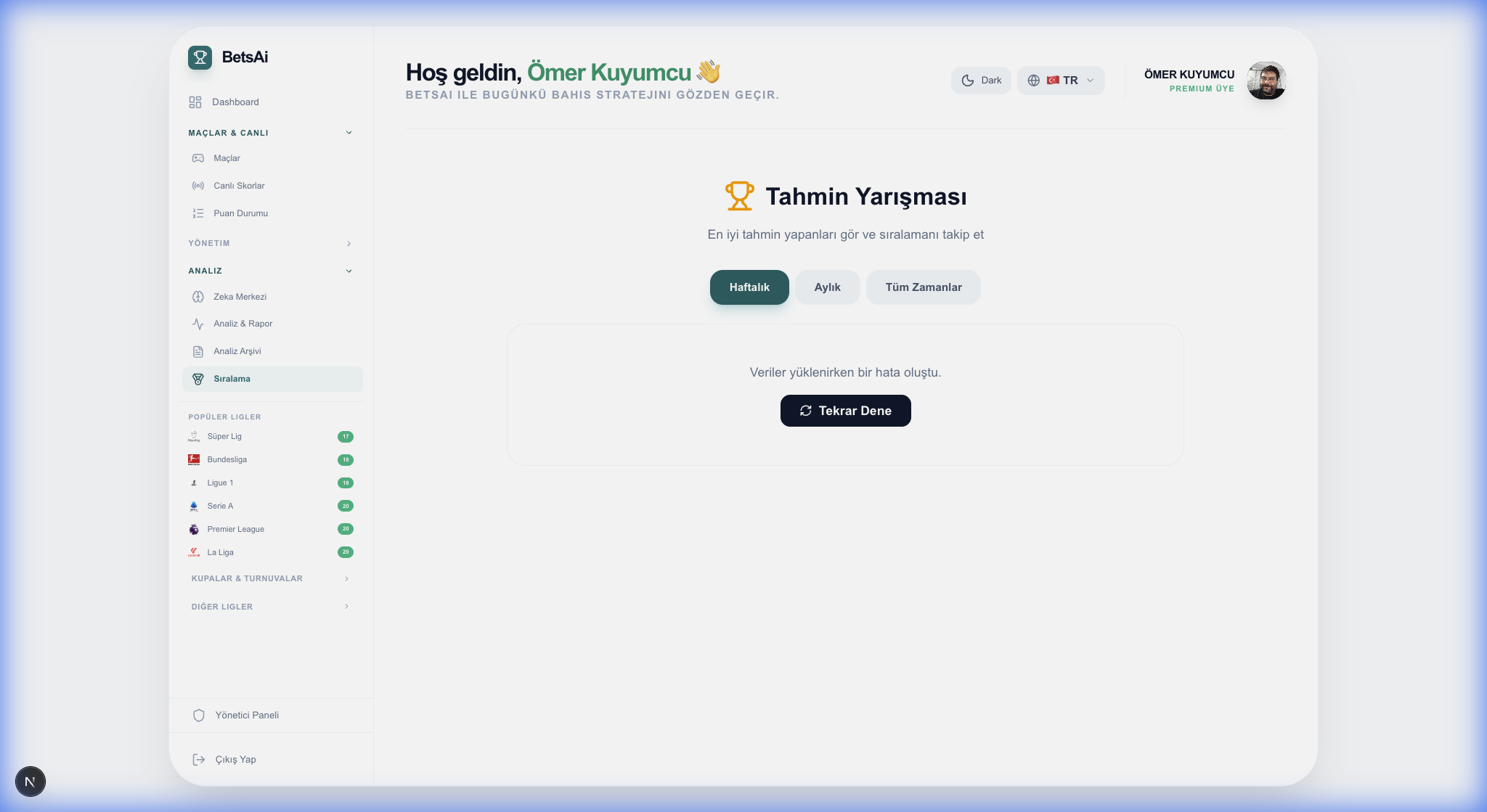 Tahmin Yarışması ve Başarı Puanları